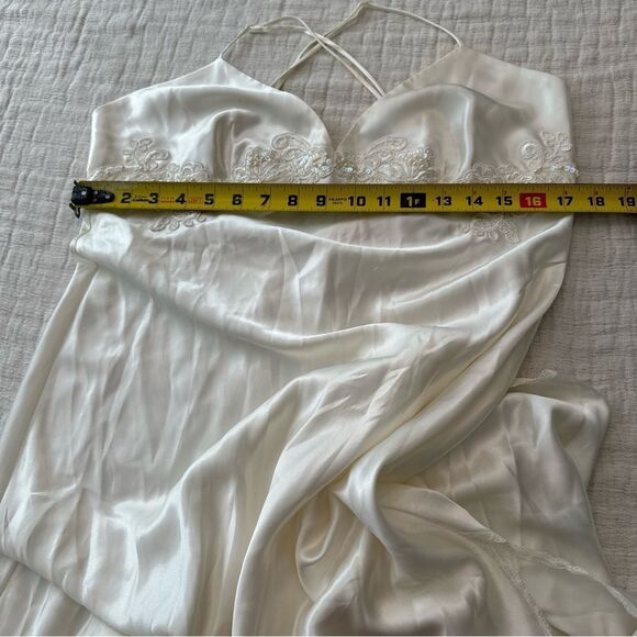 Y2K Victoria’s Secret white slip dress maxi mesh bust detail floral lace size L - Picture 10 of 11